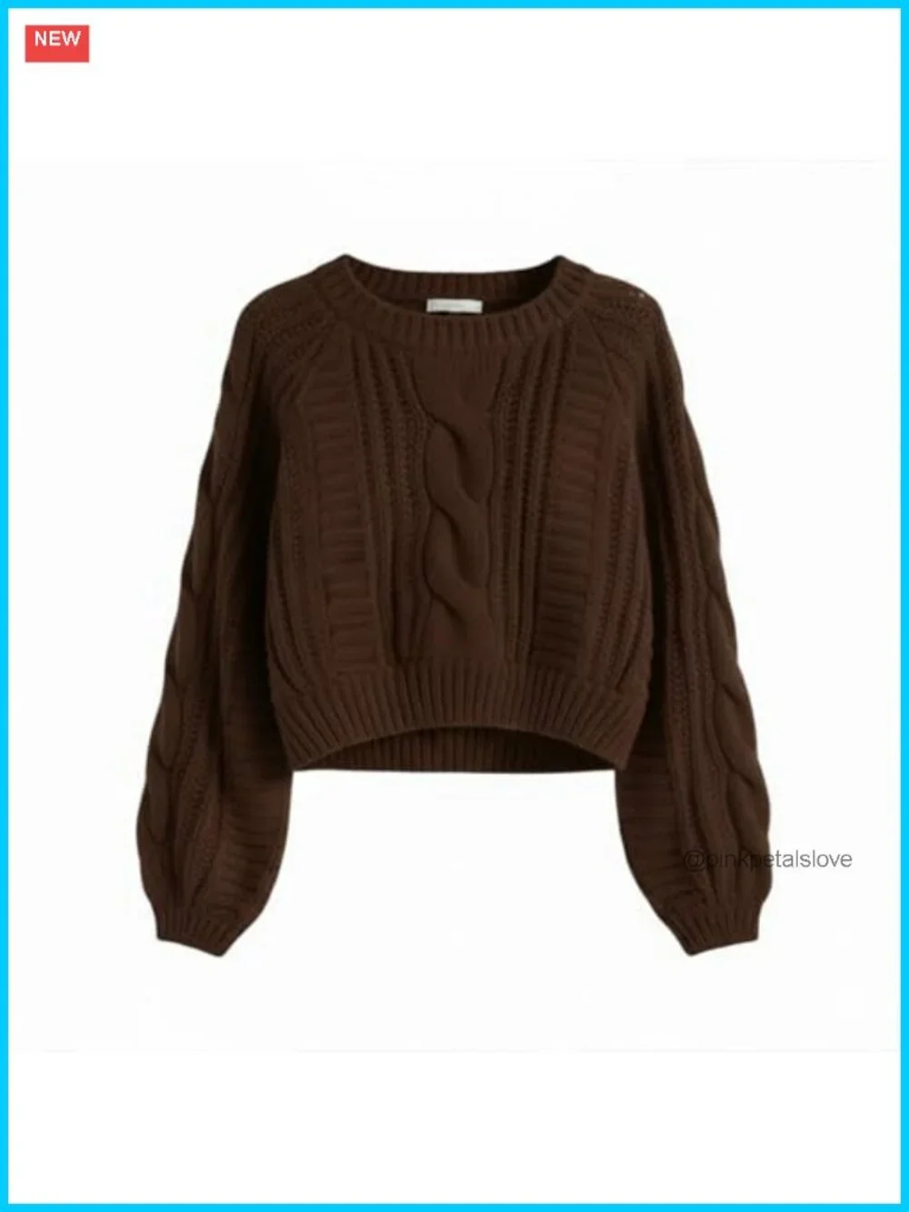 Cropped Cable Knit Sweater Long Sleeve Pullover Casual Fall Winter Top